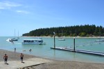 Mapua wharf with the ferry that crosses to my favourite childhood beach, Rabbit Island
